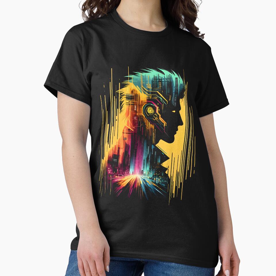 Cyberpunk Man - Double Exposure by Bomba Visual T-Shirts, Hoodie, Sweatshirt | BlankRebels.com (Image 2)