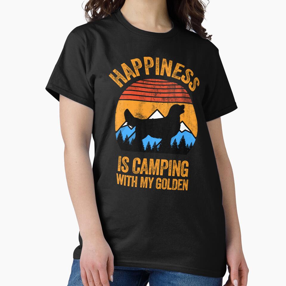 Vintage Happiness Is Camping With My Golden Retriever by Guarddogdrive T-Shirts, Hoodie, Sweatshirt (Image 2)