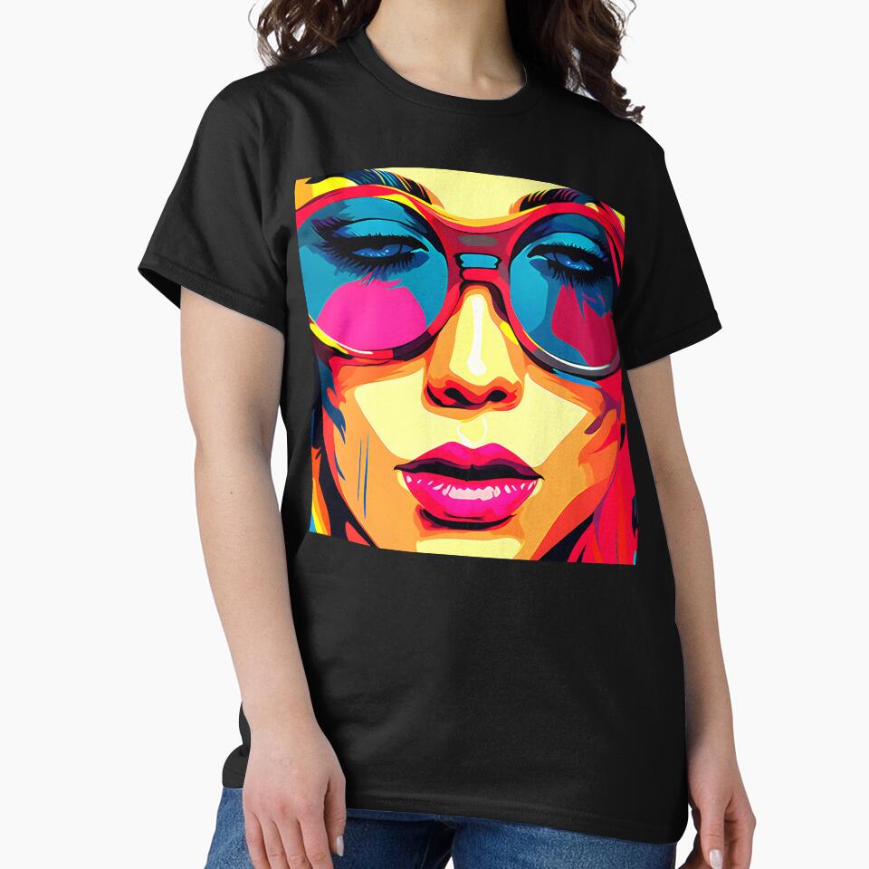 Pop Art Fantasy Female Face With Colorful Sunglasses by DEC02