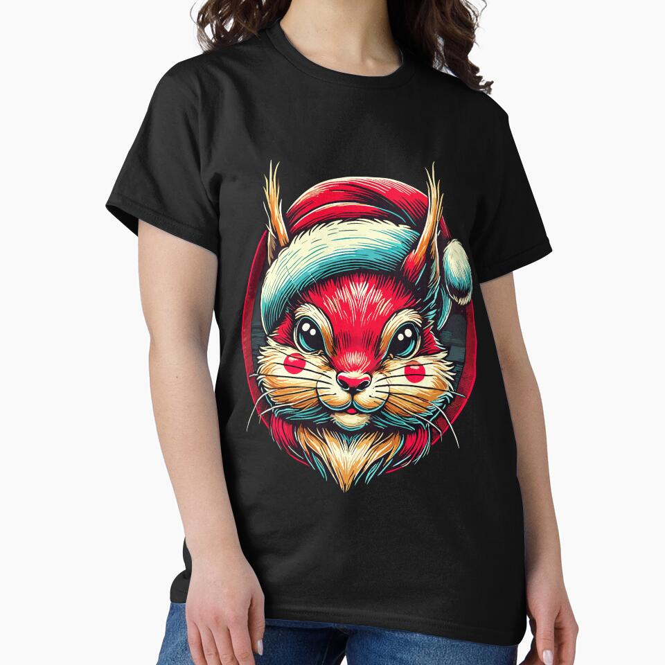 Happy Squirrel With Santa Hat by LuminOrb T-Shirts, Hoodie, Sweatshirt | BlankRebels.com (Image 2)