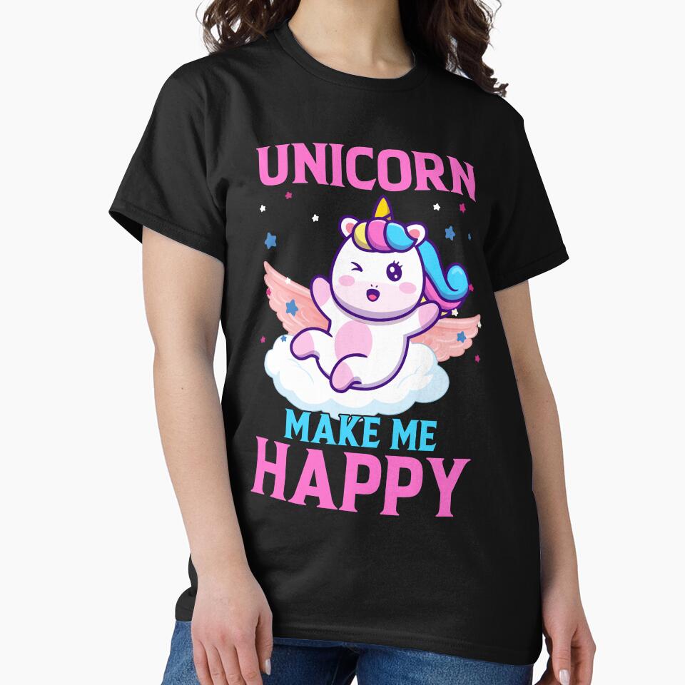 Unicorn Make Me Happy Funny by jasperjuan77 T-Shirts, Hoodie, Sweatshirt | BlankRebels.com (Image 2)