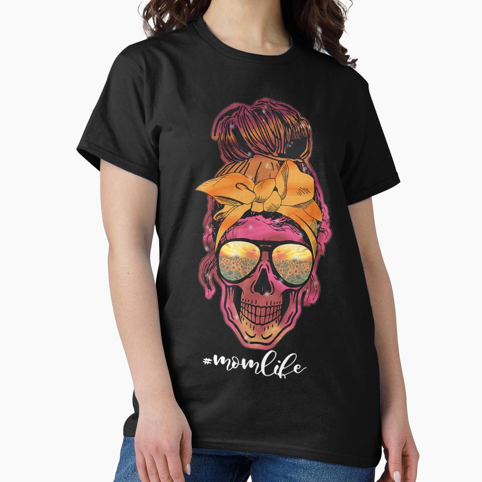 Hippie Skull Momlife Sunflower Glasses Hair Bandana Mother by ClarkeLilly T-Shirts, Hoodie, Sweatshirt (Image 2)