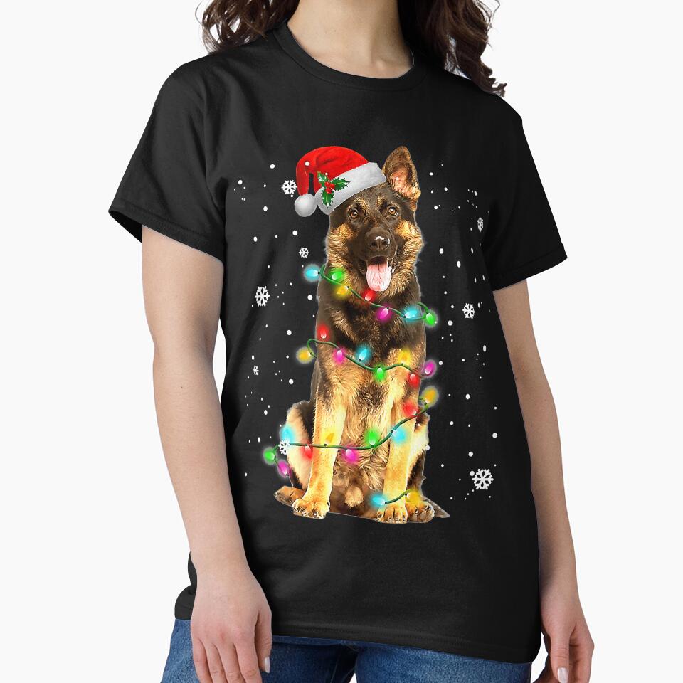 German Shepherd Dog Tree Christmas Sweater Xmas Dogs by JacalynVick