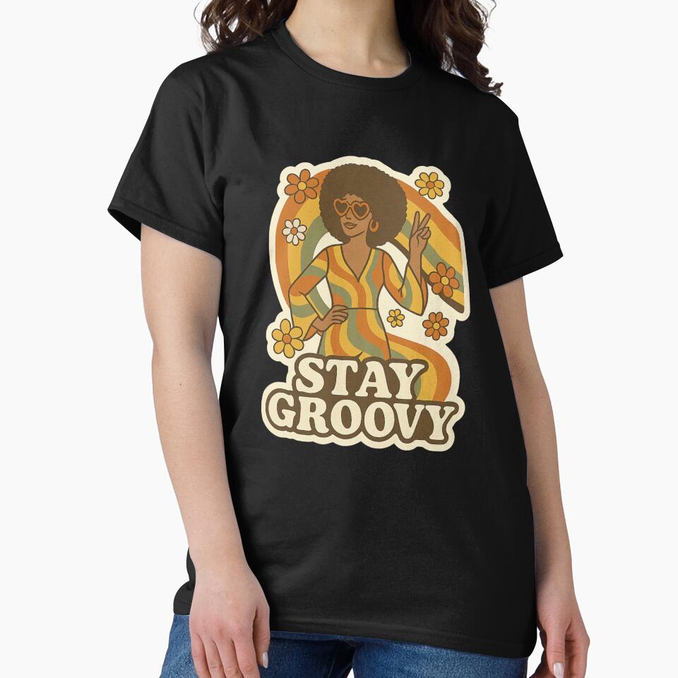 Stay Groovy – 70s Retro Funky Girl Design by M-ormin