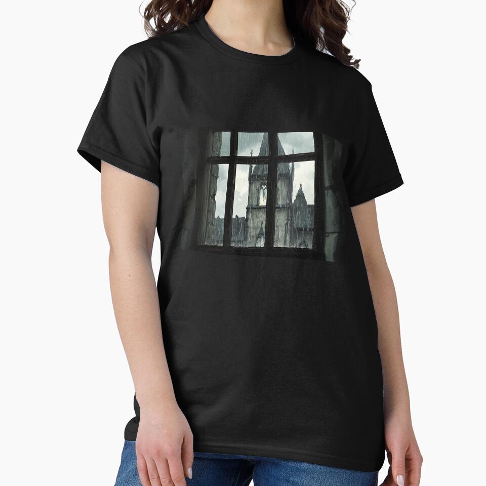 Dark Academia Aesthetic Art: Rainy Gothic View by bapupa T-Shirts, Hoodie, Sweatshirt | BlankRebels.com (Image 2)