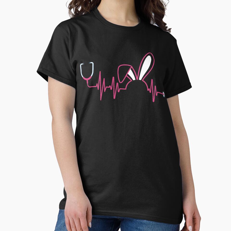 Cute Heartbeat Easter Bunny Nurse Stethoscope by laurelrhodes T-Shirts, Hoodie, Sweatshirt | BlankRebels.com (Image 2)