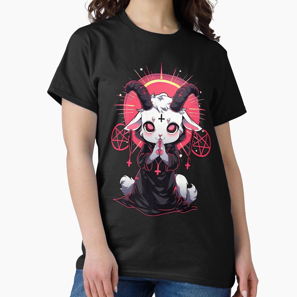 Fun Kawaii Satanic Baphomet Baby Goat Goth Girl by SpookshowDesign