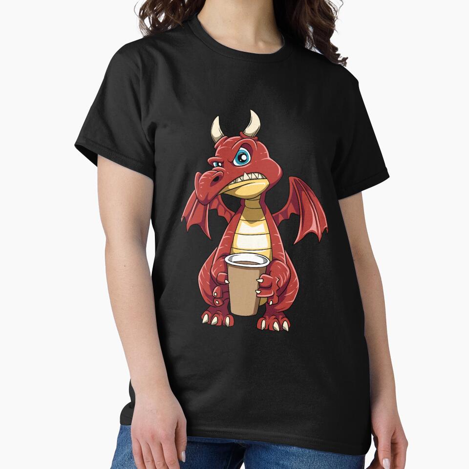 Funny Angry Dragon Coffee Lover Hate Morning Fantasy Animal by melomedia T-Shirts, Hoodie, Sweatshirt (Image 2)