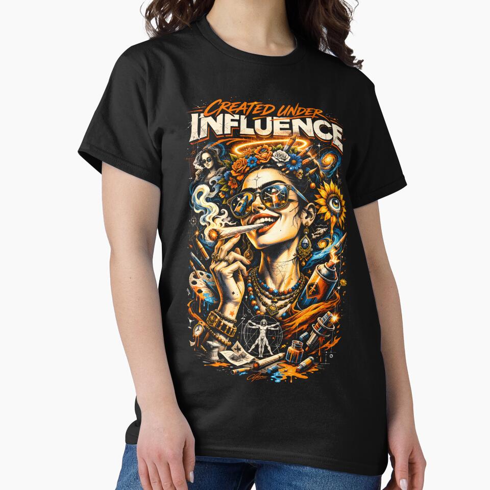 Created Under Influence Streetwear – Psychedelic Artist Graphic, Funny Stoner Art Urban Design by WAUZ... (Image 2)