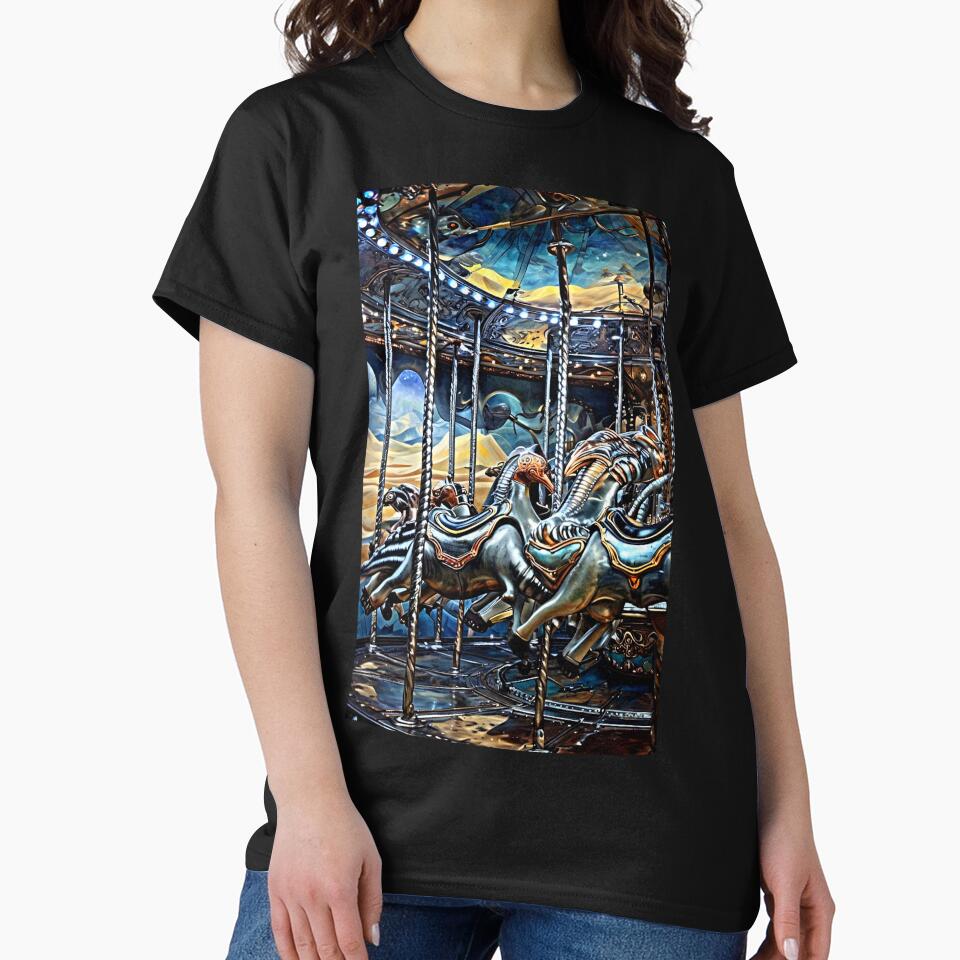 Carousel in a Deep Galaxy - Vintage Art for Apparel & Décor by Earth Nature Creations T-Shirts, Hoodie, Sweatshirt (Image 2)