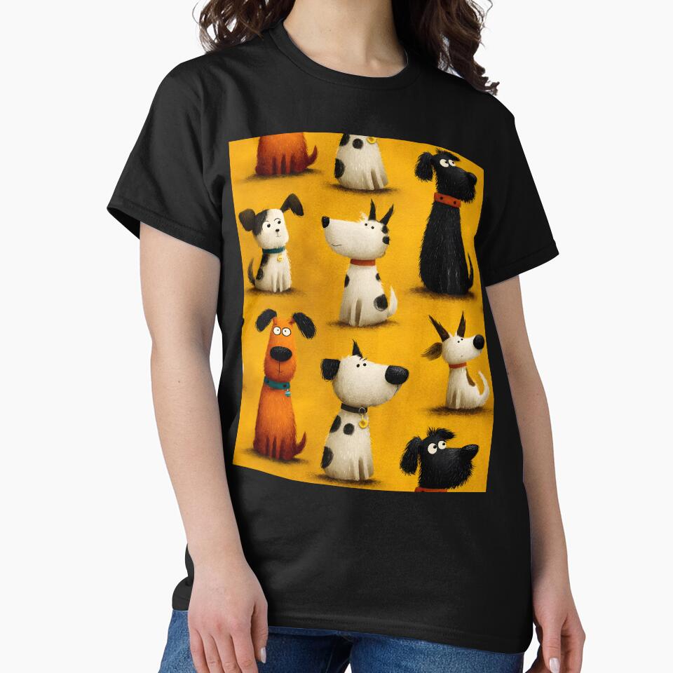 Funny Dogs Cartoon Animals Vintage Pattern by SecretDicer T-Shirts, Hoodie, Sweatshirt | BlankRebels.com (Image 2)