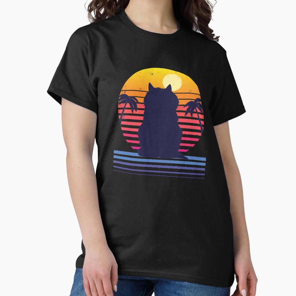 Cat Synthwave Aesthetic by MaiZephyr T-Shirts, Hoodie, Sweatshirt | BlankRebels.com (Image 2)