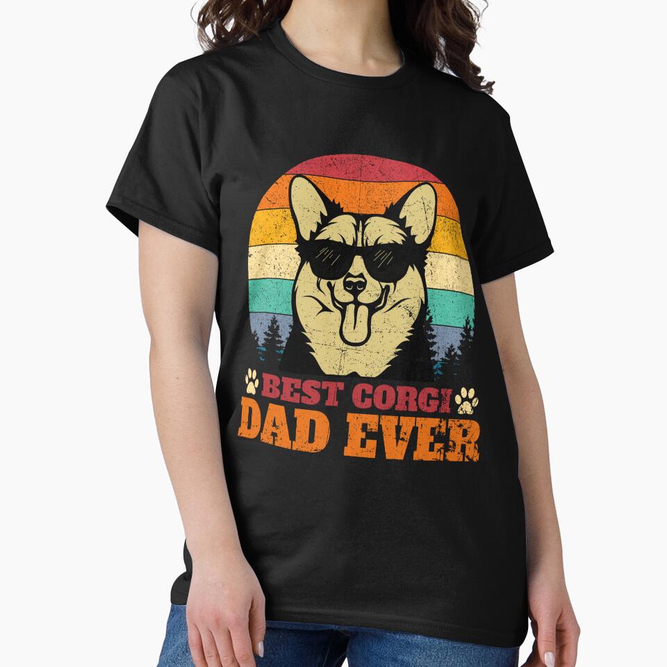 Best Corgi Dad Ever Retro Vintage by designbychow T-Shirts, Hoodie, Sweatshirt | BlankRebels.com (Image 2)