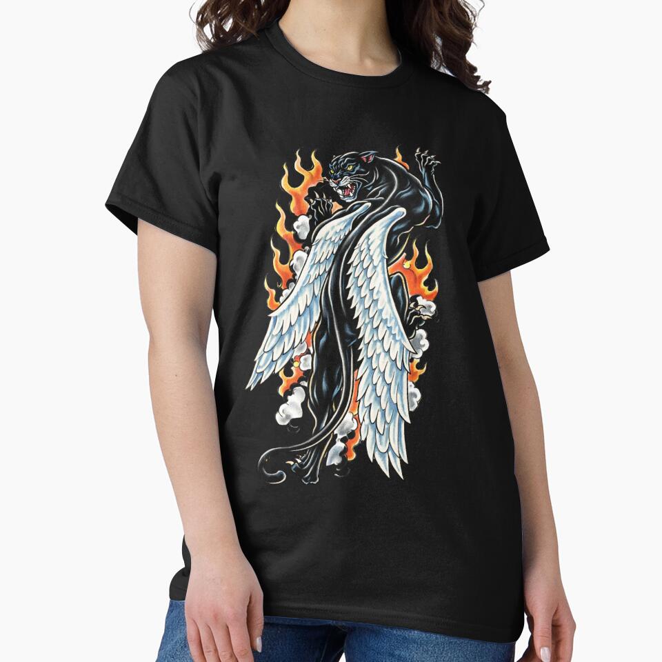 HELL DIVER ~Winged Panther Traditional Tattoo Flash | Old School Black Panther Art by bipsybutton T-Shirts,... (Image 2)