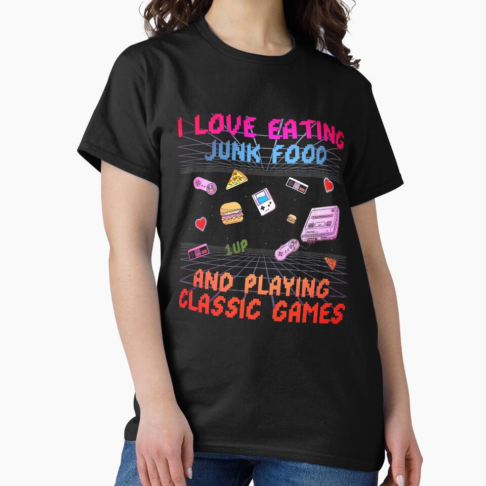 I Love Eating Junk Food And Playing Classic Games Retro Gamer Quote by sillyquestions