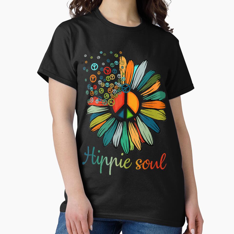 Daisy Peace Sign Hippie Soul Tshirt Flower Lovers Gifts by AntonetteSimo Hoodie, Sweatshirt | BlankRebels.com (Image 2)