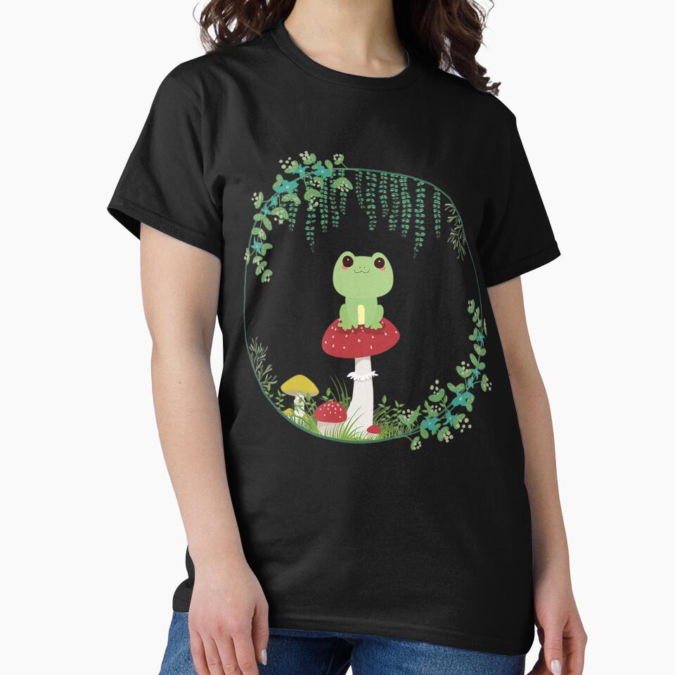 Cottagecore Aesthetic Kawaii Frog Goblincore Cute Mushroom by vuhieustore T-Shirts, Hoodie, Sweatshirt (Image 2)