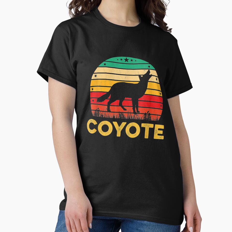 Funny Coyote Sunset Retro Vintage Animal Nature Lover by ChristianLucas T-Shirts, Hoodie, Sweatshirt (Image 2)