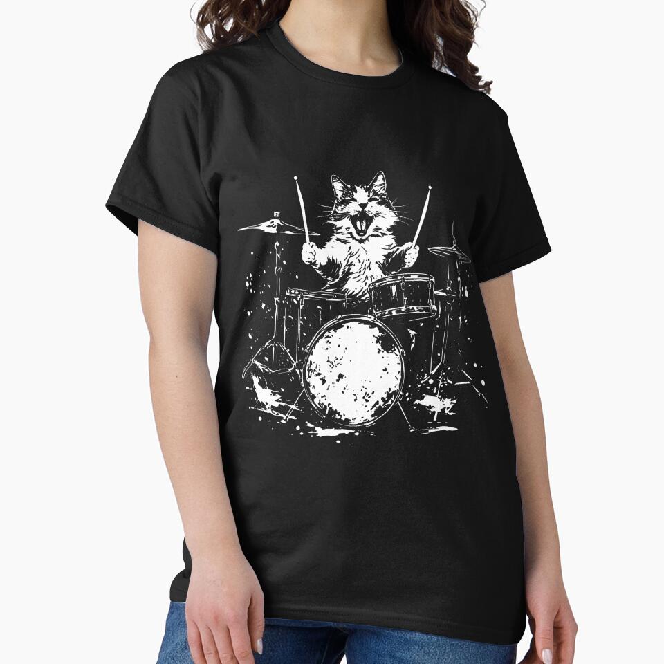 Funny Cat Drummer Drums Drumming Music Lover by bonurasuliaj T-Shirts, Hoodie, Sweatshirt | BlankRebels.com (Image 2)