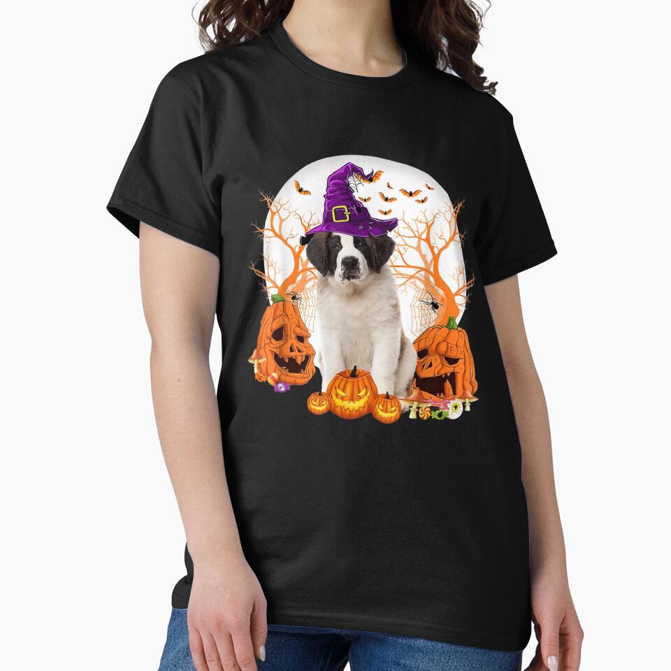 Dog Halloween Saint Bernard Dog Jack O Lantern Pumpkin by Spencerhowar T-Shirts, Hoodie, Sweatshirt (Image 2)