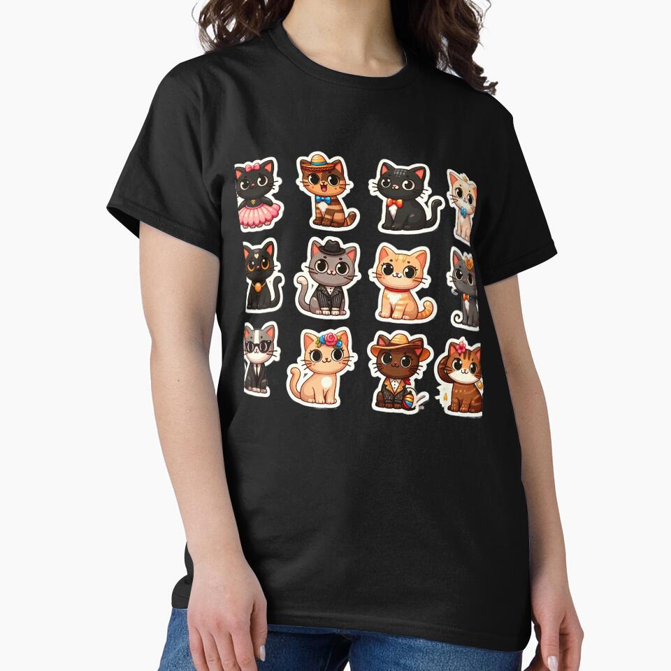 Cute Funny Cat Pattern Cheerful Colorful Cats Hats Cat Art Funny Cat Cat Lover Cute Cat Cat Pattern T-Shirts, Hoodie, Sweatshirt