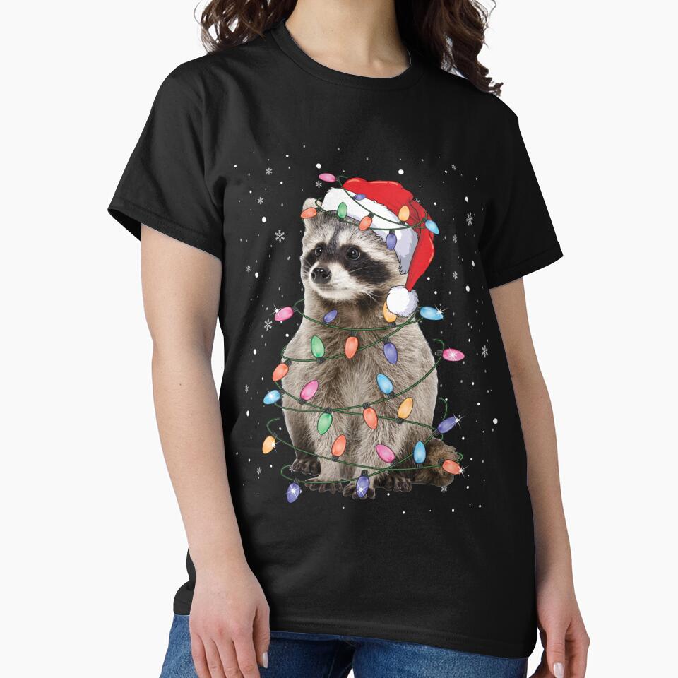 Raccoon Christmas Tree Lights Pajama Racoon Lover Xmas by MarvaDiaz T-Shirts, Hoodie, Sweatshirt | BlankRebels.com (Image 2)