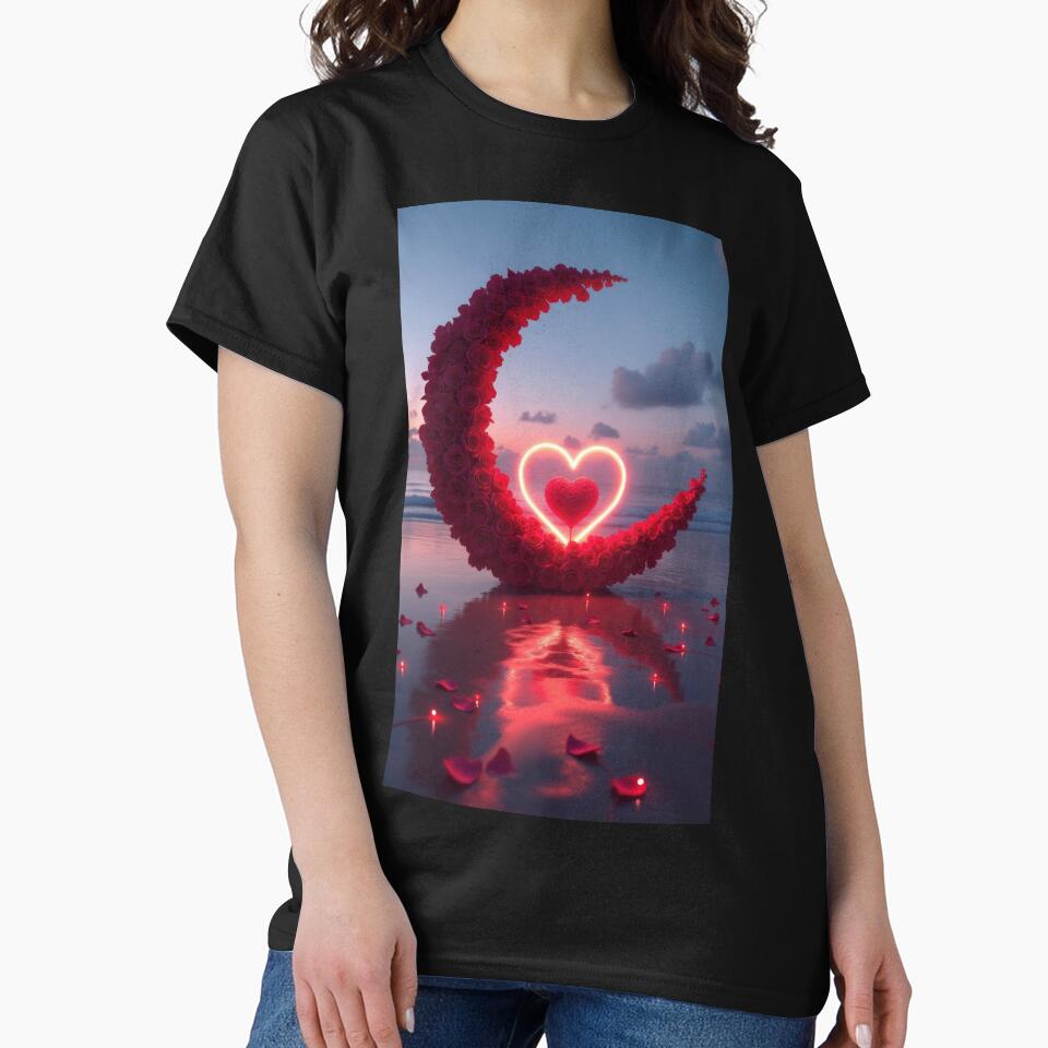Valentines Day crescent of red roses on the sea landscape, valentine  landscape,valentine art,valentine design... (Image 2)