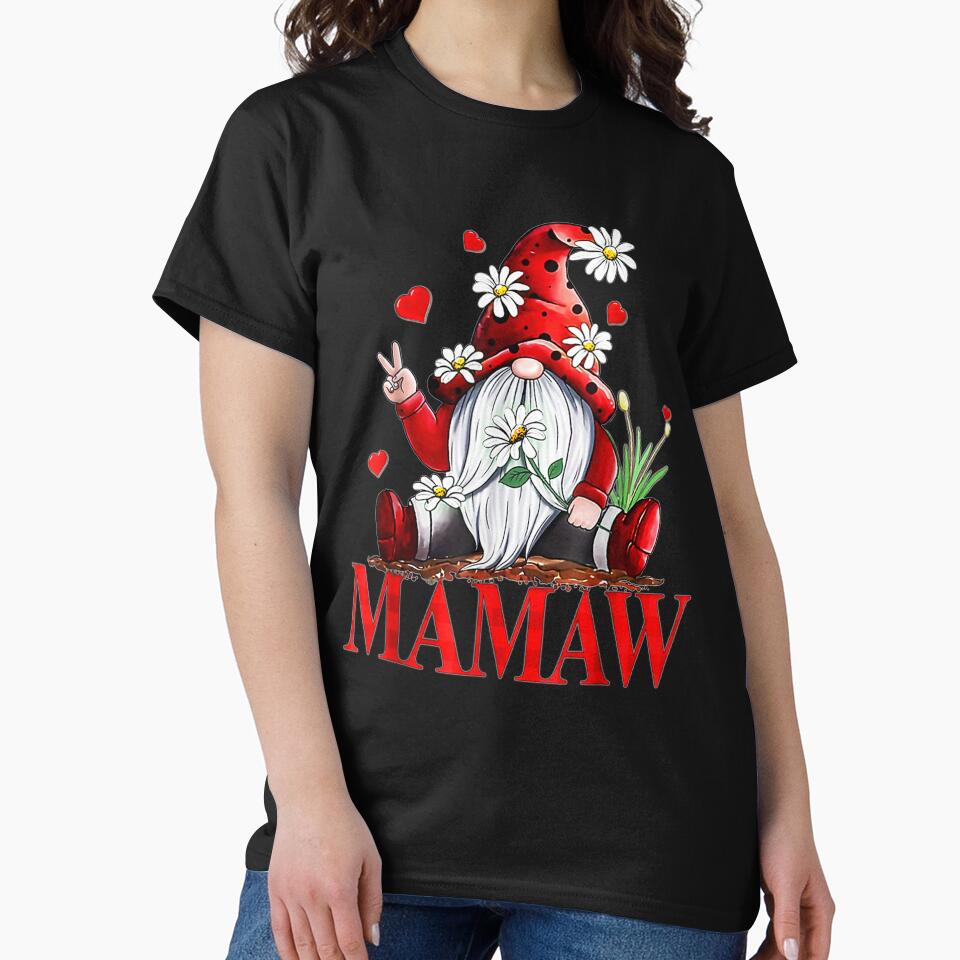 Mamaw Valentine Gnome Hippie Beetle Daisy Flower Gnome by shirleyfinley T-Shirts, Hoodie, Sweatshirt (Image 2)