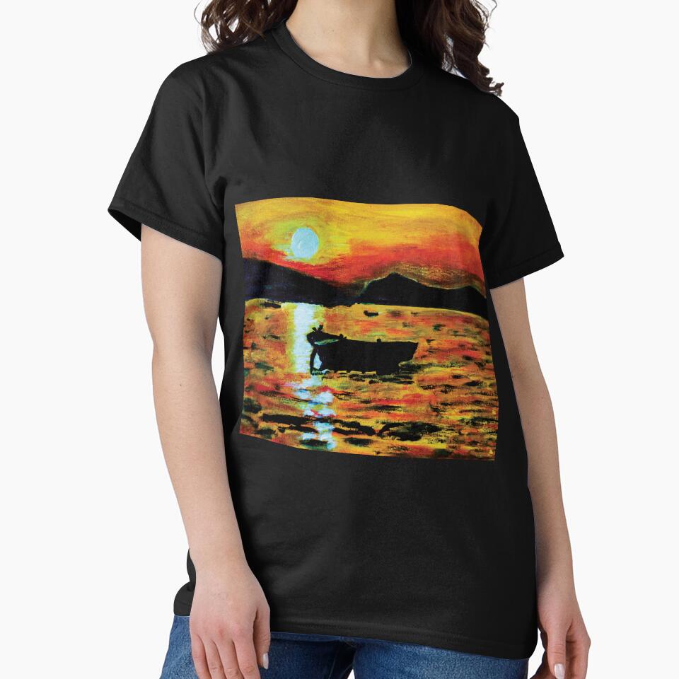 Sunset Oil Painting, Canvas Landscape Art by pineappledizajn T-Shirts, Hoodie, Sweatshirt | BlankRebels.com (Image 2)