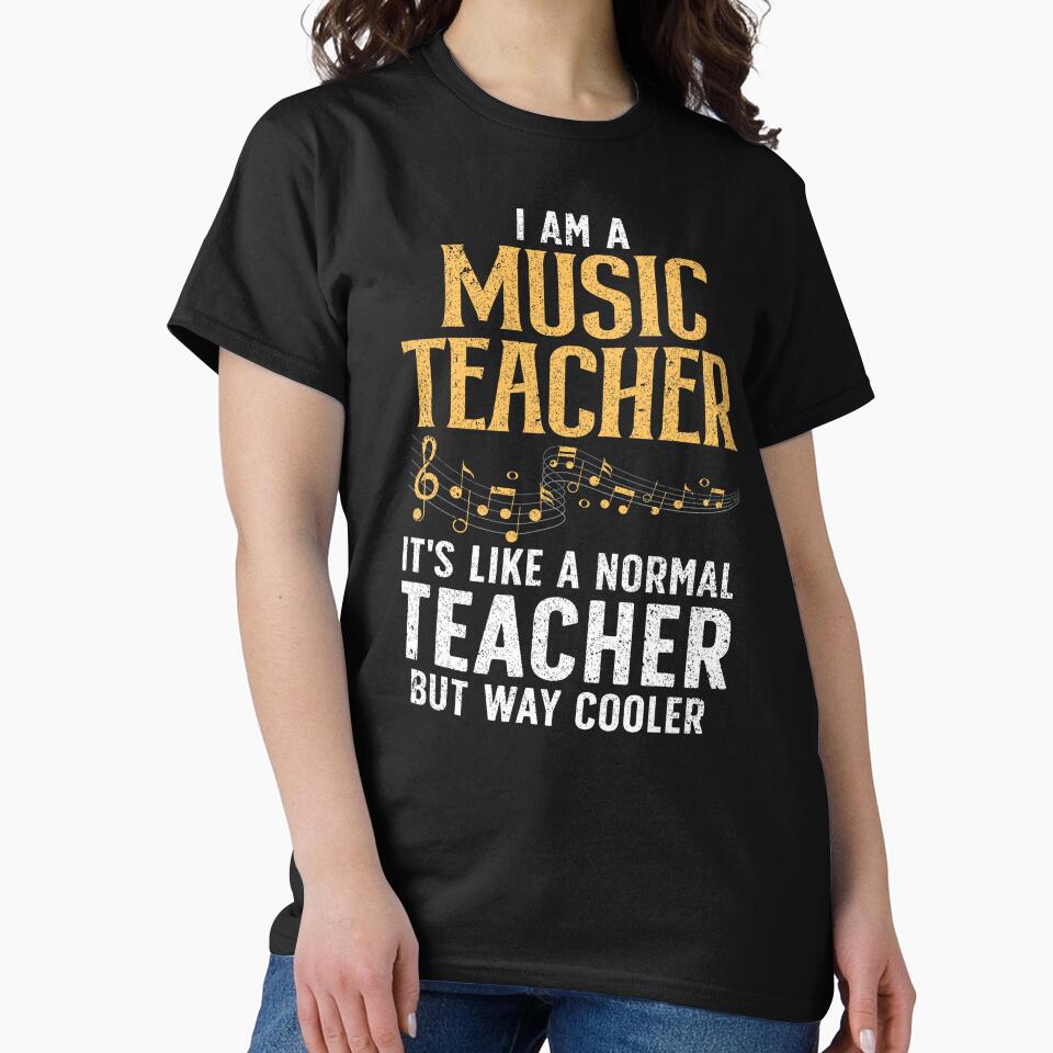 Funny Music Teacher Shirt – Way Cooler Than a Normal Teacher by BassRooted Hoodie, Sweatshirt | BlankRebels.com (Image 2)