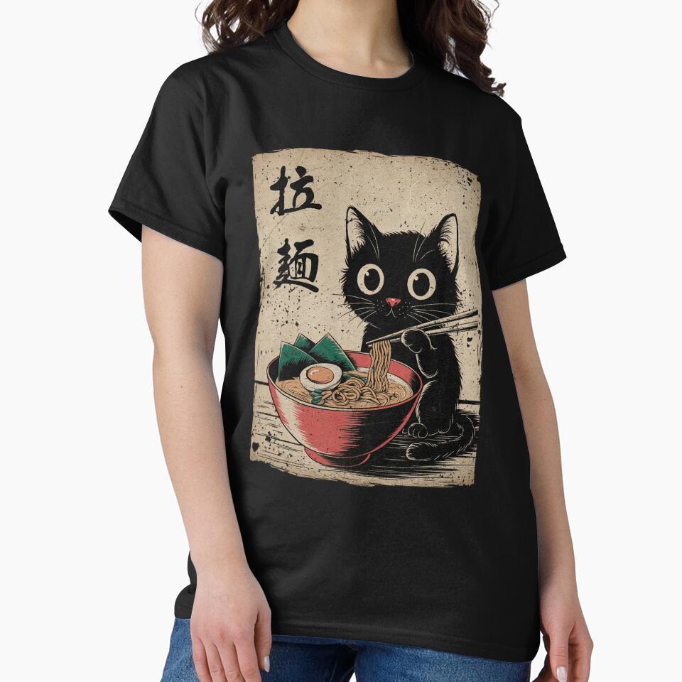 Cat Ramen Japanese Funny Graphic Tees Kawaii Cat Anime Gifts by Damcoc Hoodie, Sweatshirt | BlankRebels.com (Image 2)