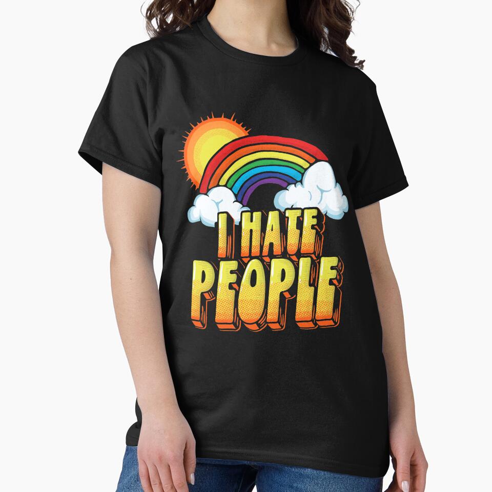 I Hate People Funny Retro Introvert Rainbow by giantstepdesign T-Shirts, Hoodie, Sweatshirt | BlankRebels.com (Image 2)