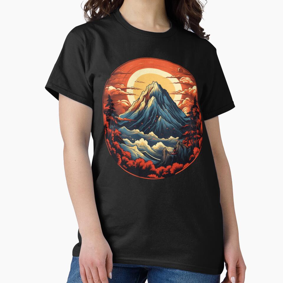 Vintage Hiking Gift Mountain with Red Sky by anthonydesignar T-Shirts, Hoodie, Sweatshirt | BlankRebels.com (Image 2)