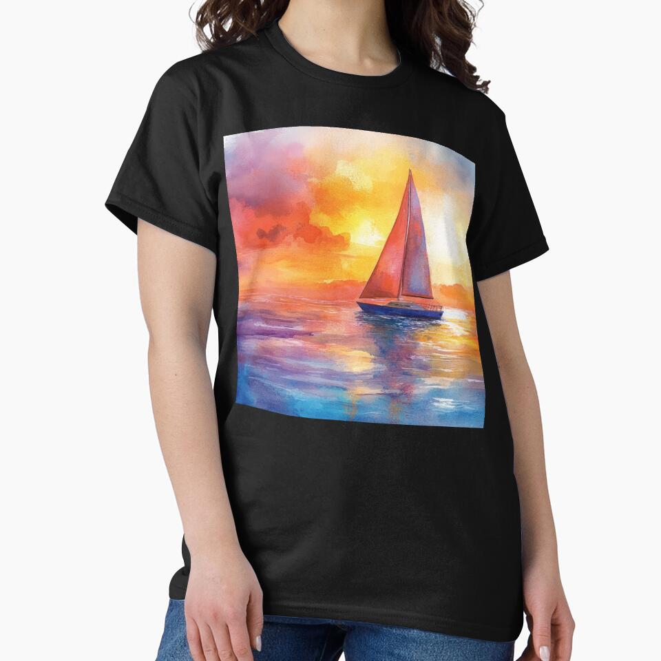 Sailboat On The Lake Surrounded By Colorful Sunset by DEC02 T-Shirts, Hoodie, Sweatshirt | BlankRebels.com (Image 2)