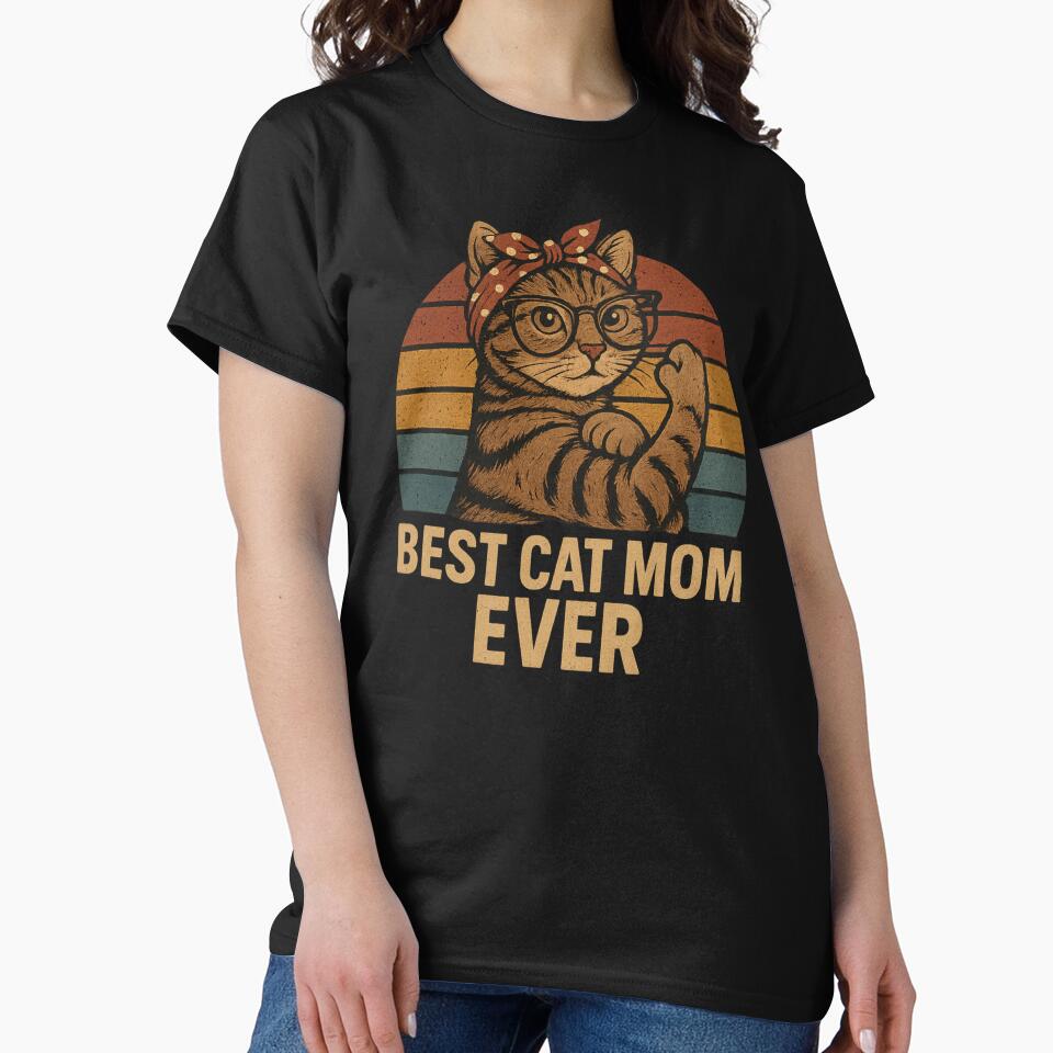 Best Cat Mom Ever Vintage Sunset Cat Lover by Alex Songs T-Shirts, Hoodie, Sweatshirt | BlankRebels.com (Image 2)