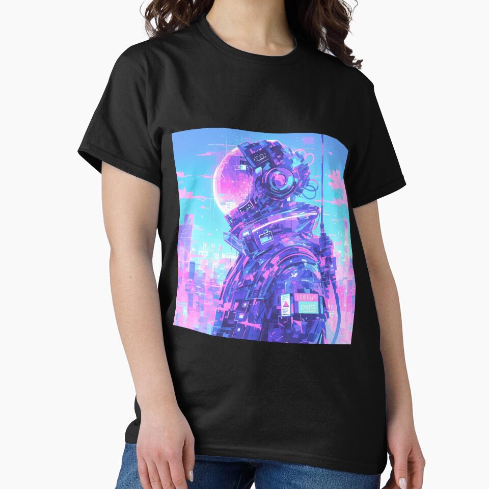 Retro Futuristic Vaporwave Art – Neon Astronaut, Synthwave, Cyberpunk, Glitch & 80s Aesthetic Design by... (Image 2)