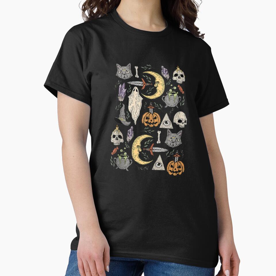 Crescent Moon Black Cat Evil Eye Halloween Ghost Pumpkin by Spencerhowar T-Shirts, Hoodie, Sweatshirt (Image 2)