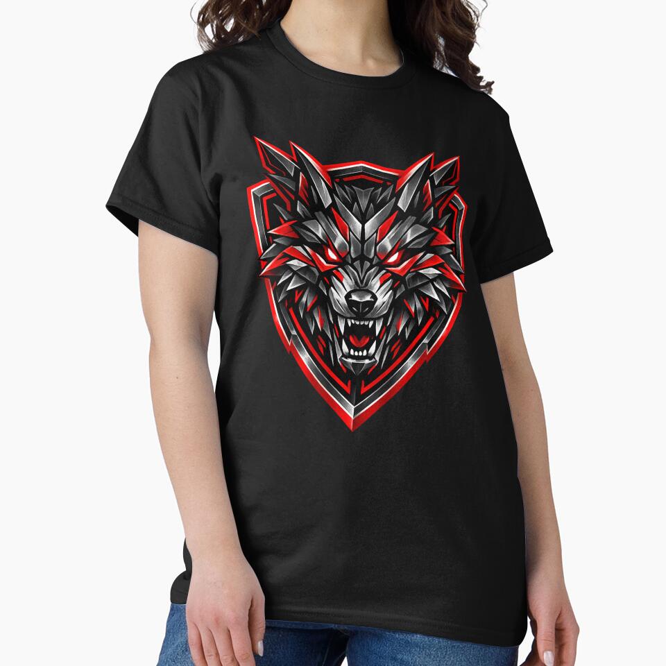 Crimson Apex – Cyberpunk Wolf by C. J. Wisener T-Shirts, Hoodie, Sweatshirt | BlankRebels.com (Image 2)