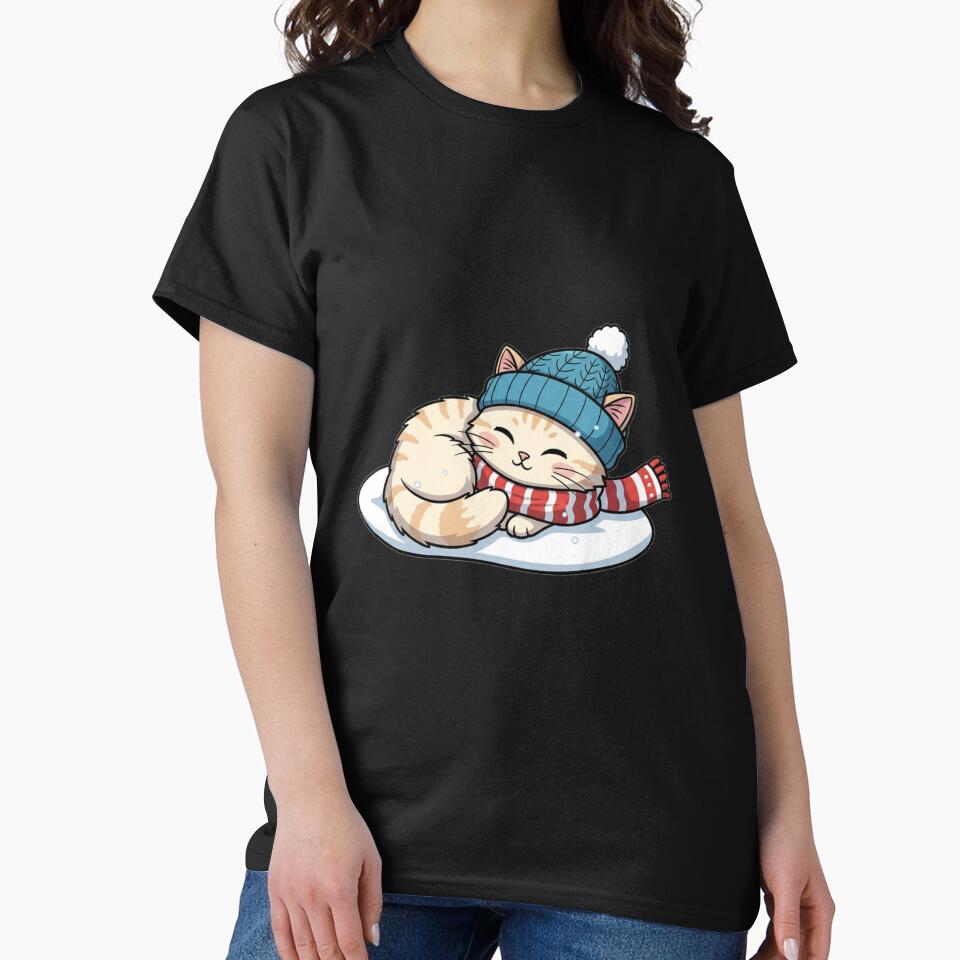 Cute Winter Cat Cartoon Design by RabeeaPrintOo T-Shirts, Hoodie, Sweatshirt | BlankRebels.com (Image 2)