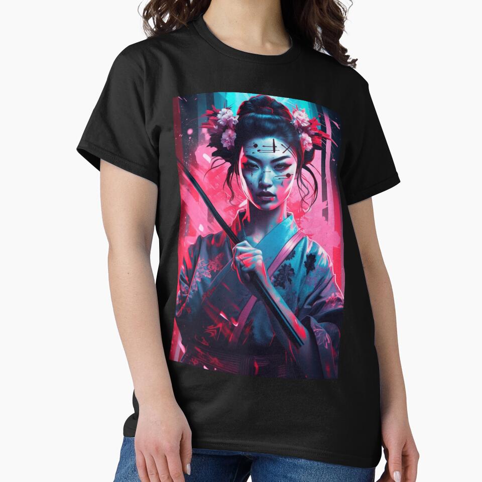 Cyberpunk Geisha by MidJourneymen T-Shirts, Hoodie, Sweatshirt | BlankRebels.com (Image 2)