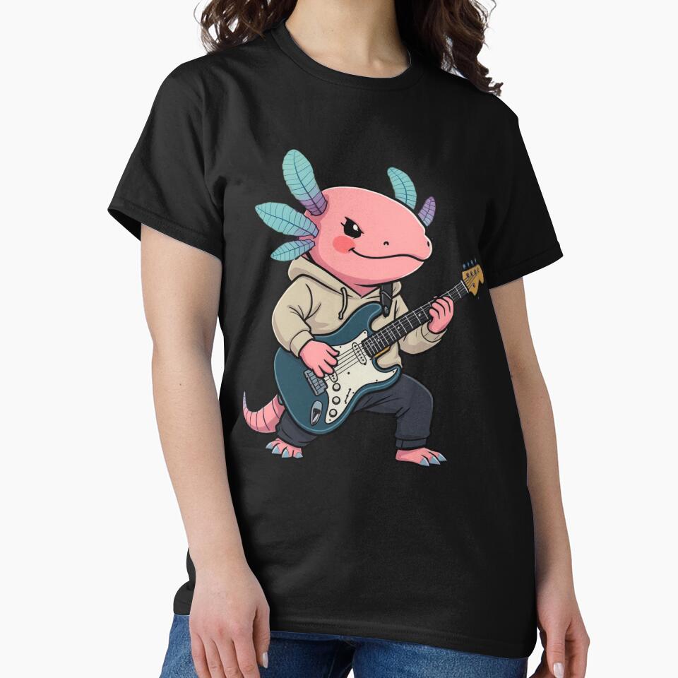 Musician Axolotl Guitar Hero – Cool Electric Guitar Illustration by ColorSplash123 T-Shirts, Hoodie, Sweatshirt (Image 2)