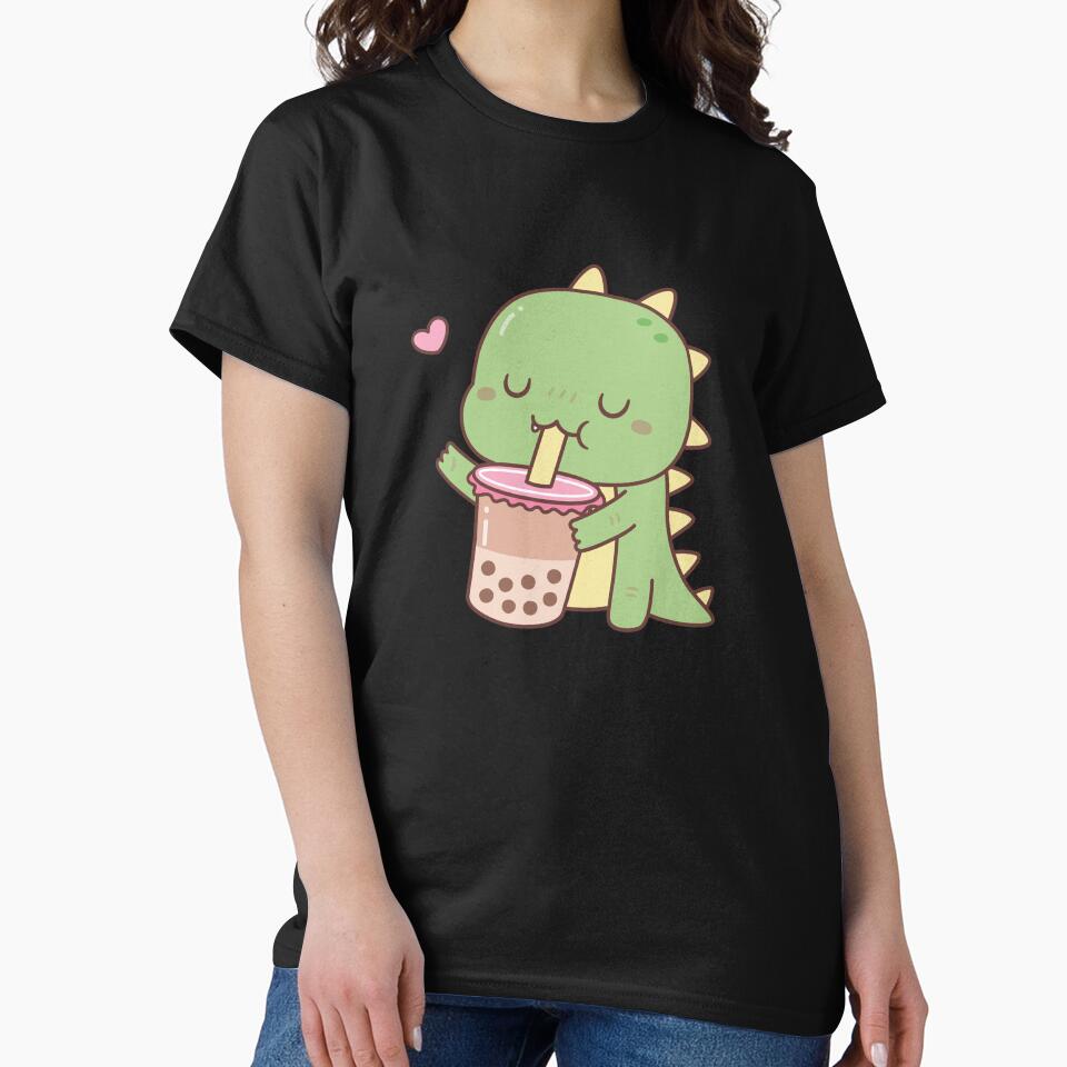 Cute Little Dino Loves Boba Milk Tea by rustydoodle T-Shirts, Hoodie, Sweatshirt | BlankRebels.com (Image 2)
