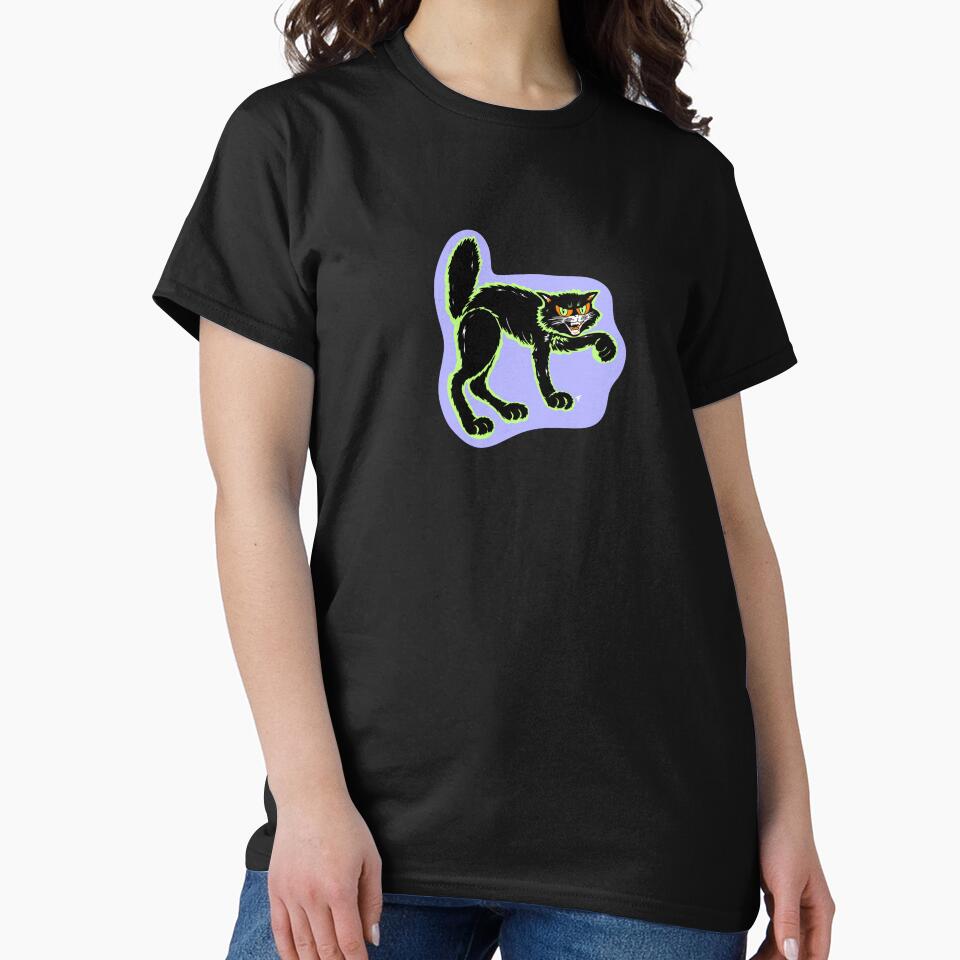 Vintage Halloween Black Cat - Purple Outline by The Abysmall T-Shirts, Hoodie, Sweatshirt | BlankRebels.com (Image 2)