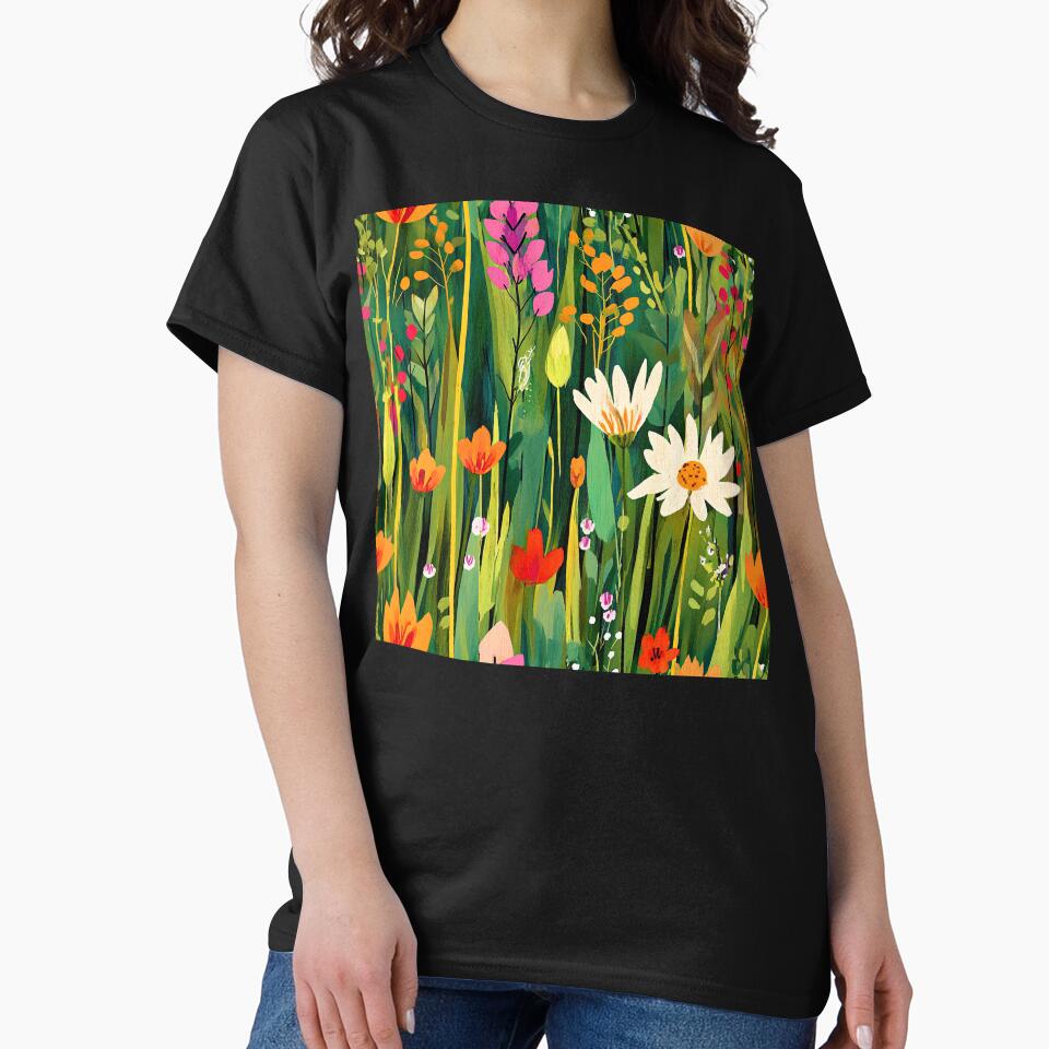 Vibrant Colorful Flowers And Leaves In Garden Artwork by DEC02 T-Shirts, Hoodie, Sweatshirt | BlankRebels.com (Image 2)