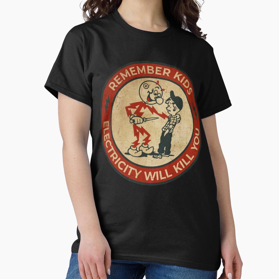 Electricity Will Kill You Kids Vintage by joseph7924 T-Shirts, Hoodie, Sweatshirt | BlankRebels.com (Image 2)