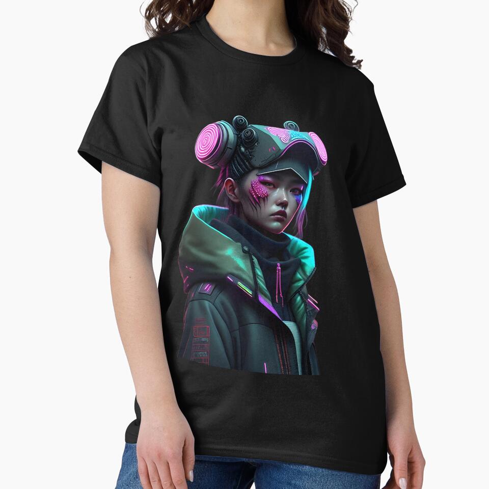 Neon Cyberpunk Operator Woman by Art Intelligence T-Shirts, Hoodie, Sweatshirt | BlankRebels.com (Image 2)