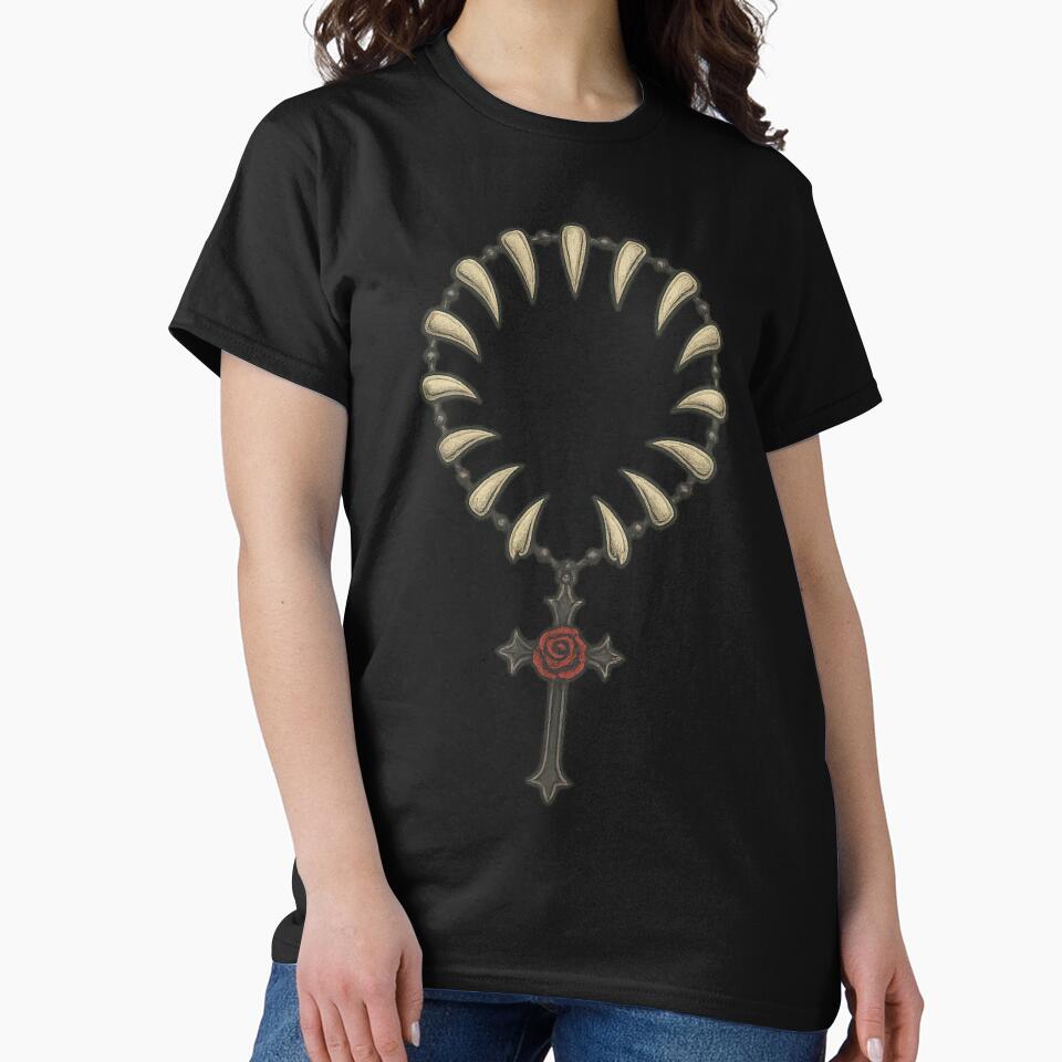 Gothic Rosary of Fangs – Dark Vampire Cross Necklace Art by Mouraludia T-Shirts, Hoodie, Sweatshirt (Image 2)