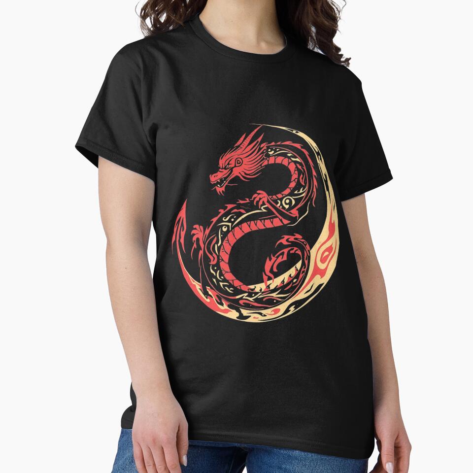 Copy of Celestial Fire Dragon – Red & Gold Crescent Mythic Emblem by Nuve-ra T-Shirts, Hoodie, Sweatshirt (Image 2)
