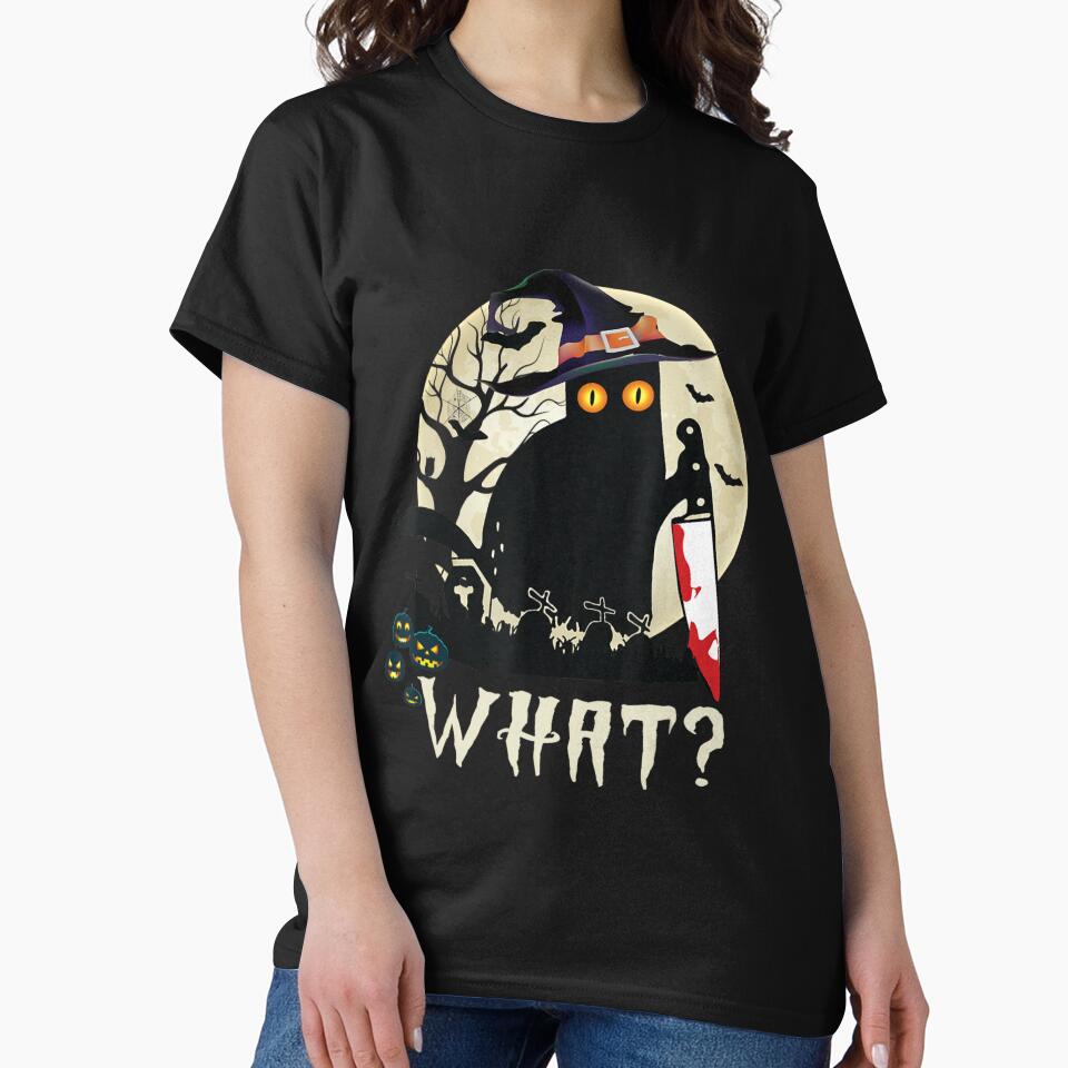 Cat What Black Cat With Knife Halloween Costume by Aekenis T-Shirts, Hoodie, Sweatshirt | BlankRebels.com (Image 2)