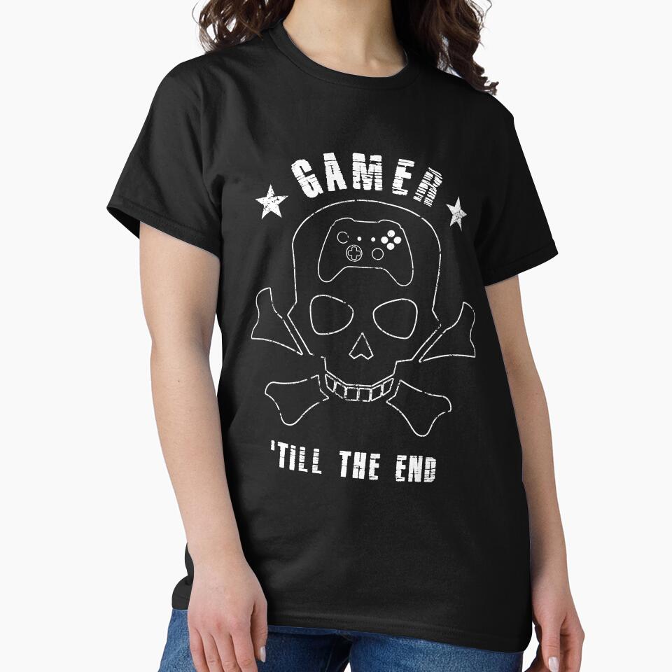 Gamer 'till The End Gaming Skull Badass Hardcore Gamer by sillyquestions T-Shirts, Hoodie, Sweatshirt (Image 2)